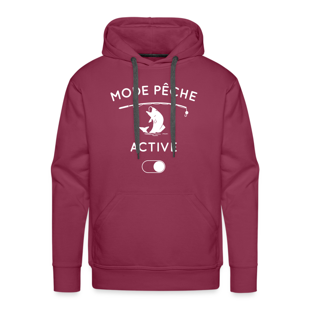 Sweat à capuche Premium Homme - Mode pêche activé - bordeaux