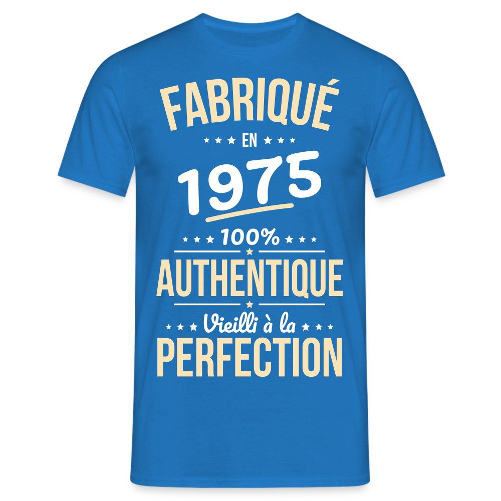 T-shirt Homme - Anniversaire 50 Ans - Fabriqué en 1975 - bleu royal