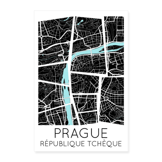 Poster Prague - Plan Prague - 60 x 90 cm - blanc