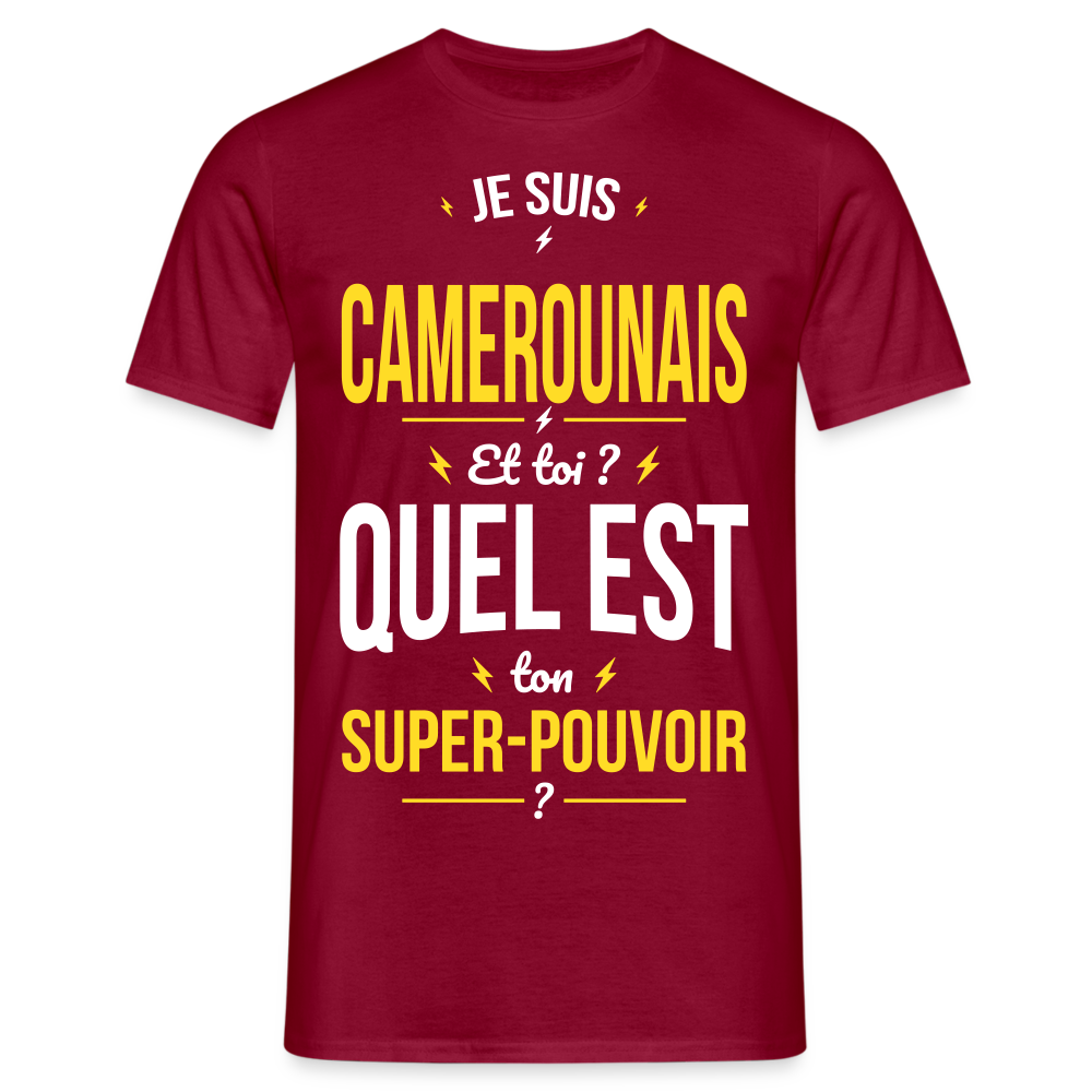 T-shirt Homme - Je suis Camerounais - Super-pouvoir - rouge brique