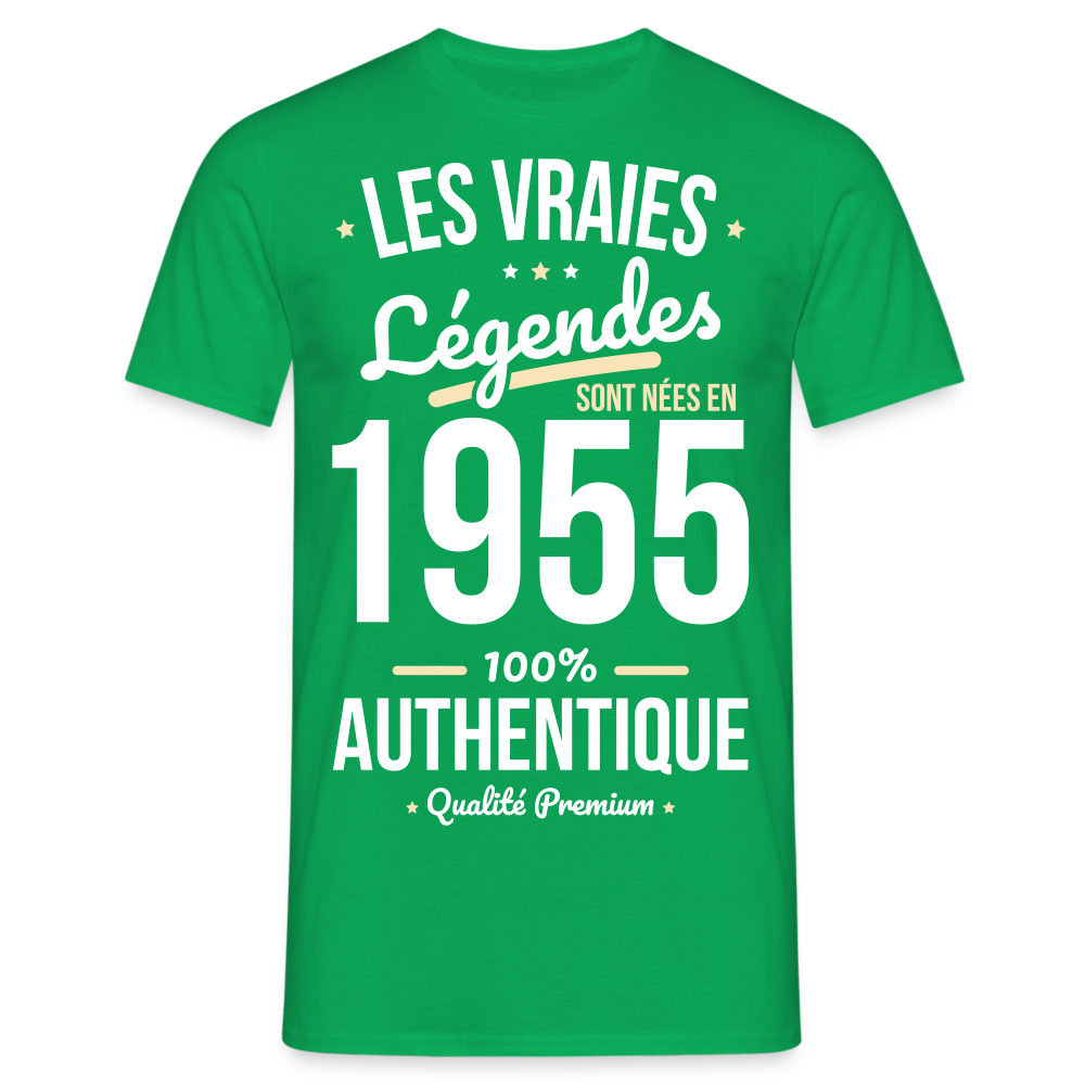 T-shirt Homme - Anniversaire 70 Ans - Les vraies Légendes sont nées en 1955 - vert