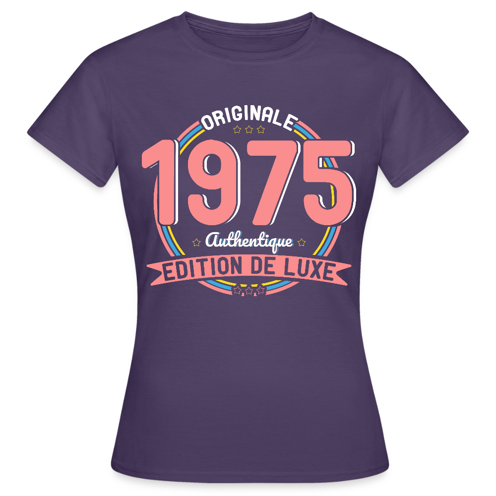 T-shirt Femme - Anniversaire 50 Ans - Originale 1975 Authentique - violet foncé