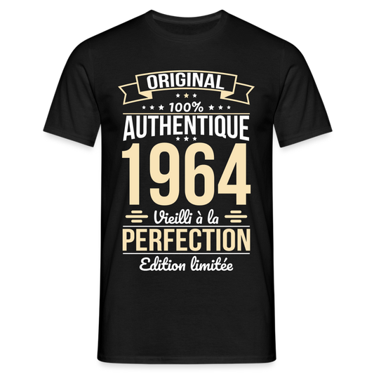 T-shirt Homme - Anniversaire 61 Ans - Original 1964 - noir