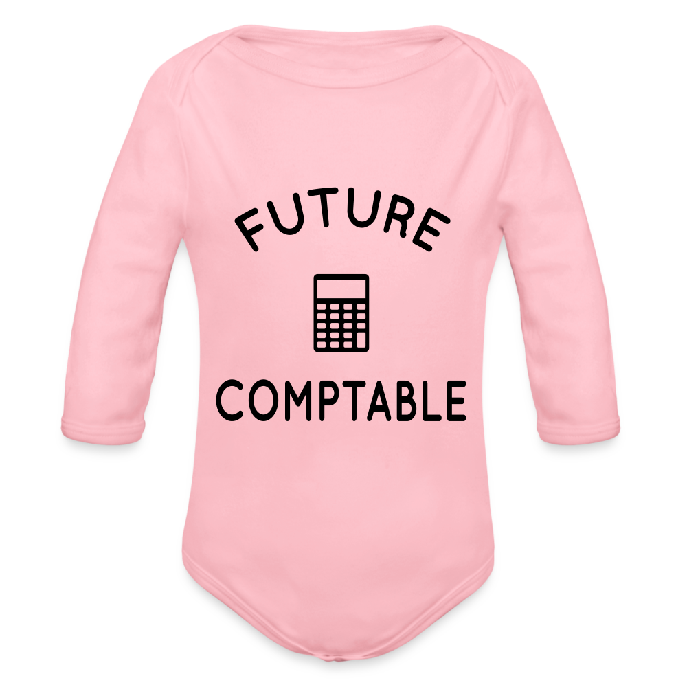 Body Bébé bio manches longues - Future comptable - rose clair