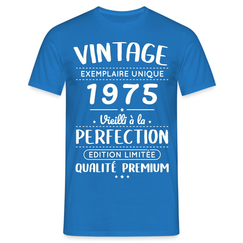 T-shirt Homme - Anniversaire 50 Ans - Vintage 1975 - bleu royal