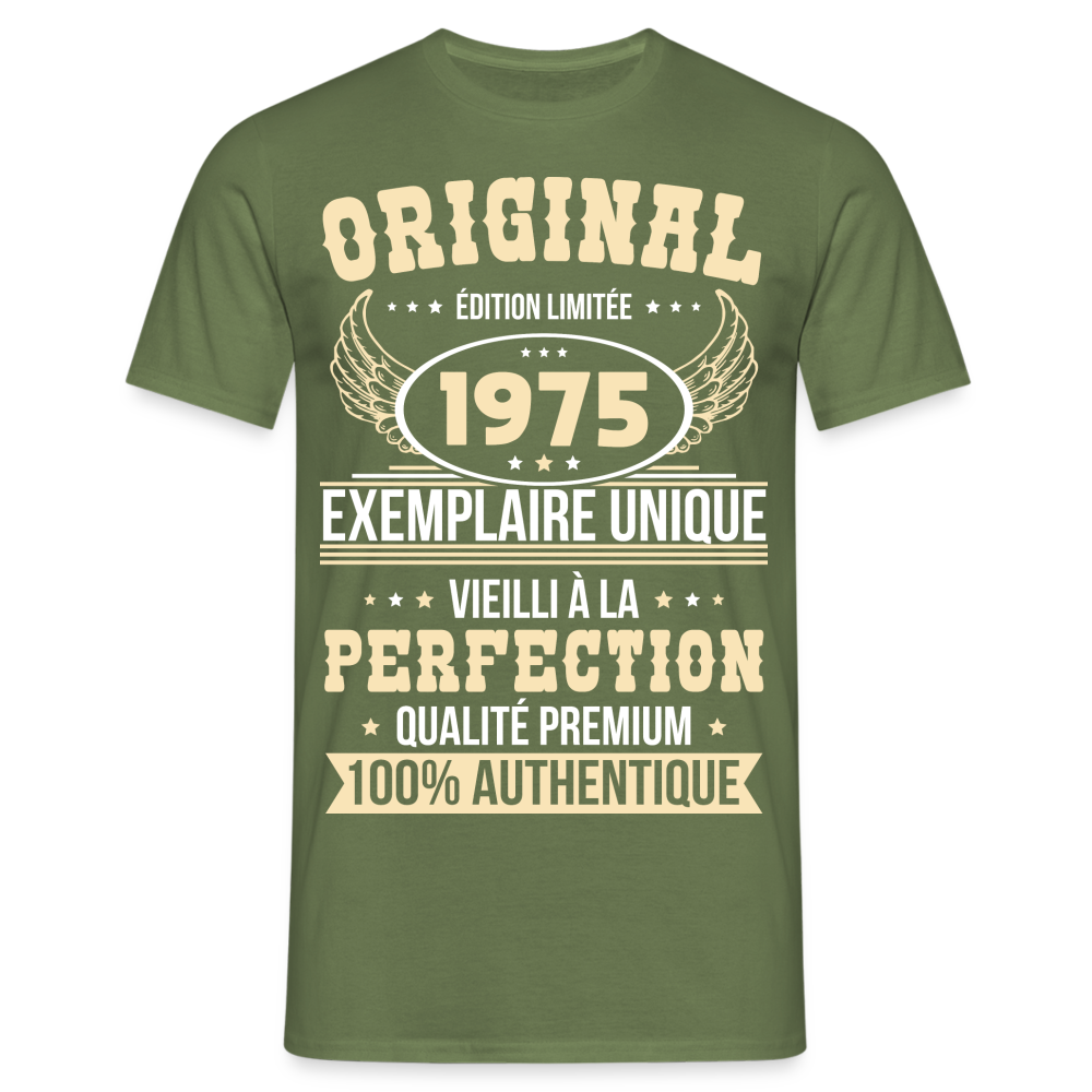 T-shirt Homme - Anniversaire 50 Ans - Original 1975 - vert militaire