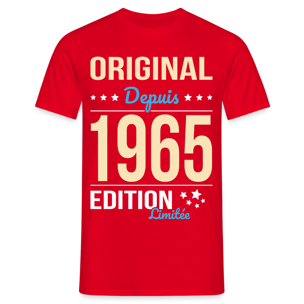 T-shirt Homme - Anniversaire 60 Ans - Original depuis 1965 - rouge