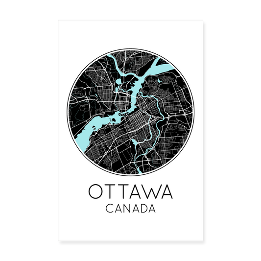 Poster Ottawa - Plan Ottawa - 20 x 30 cm - blanc