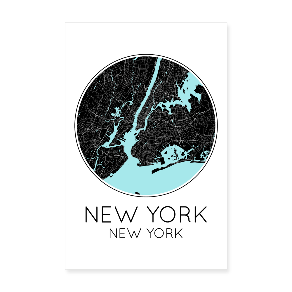 Poster New York - Plan New York - 20 x 30 cm - blanc