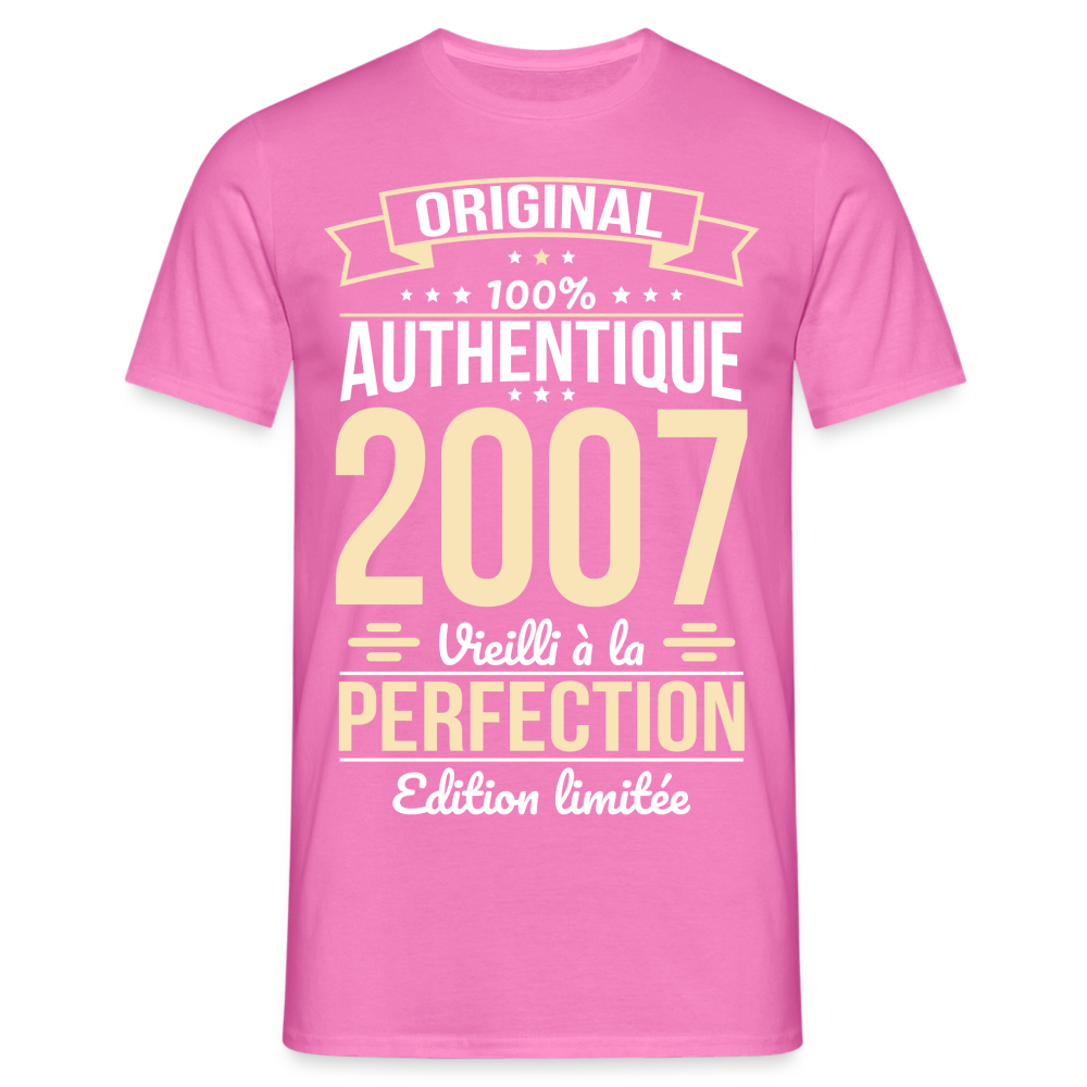 T-shirt Homme - Anniversaire 18 Ans - Original 2007 - rose