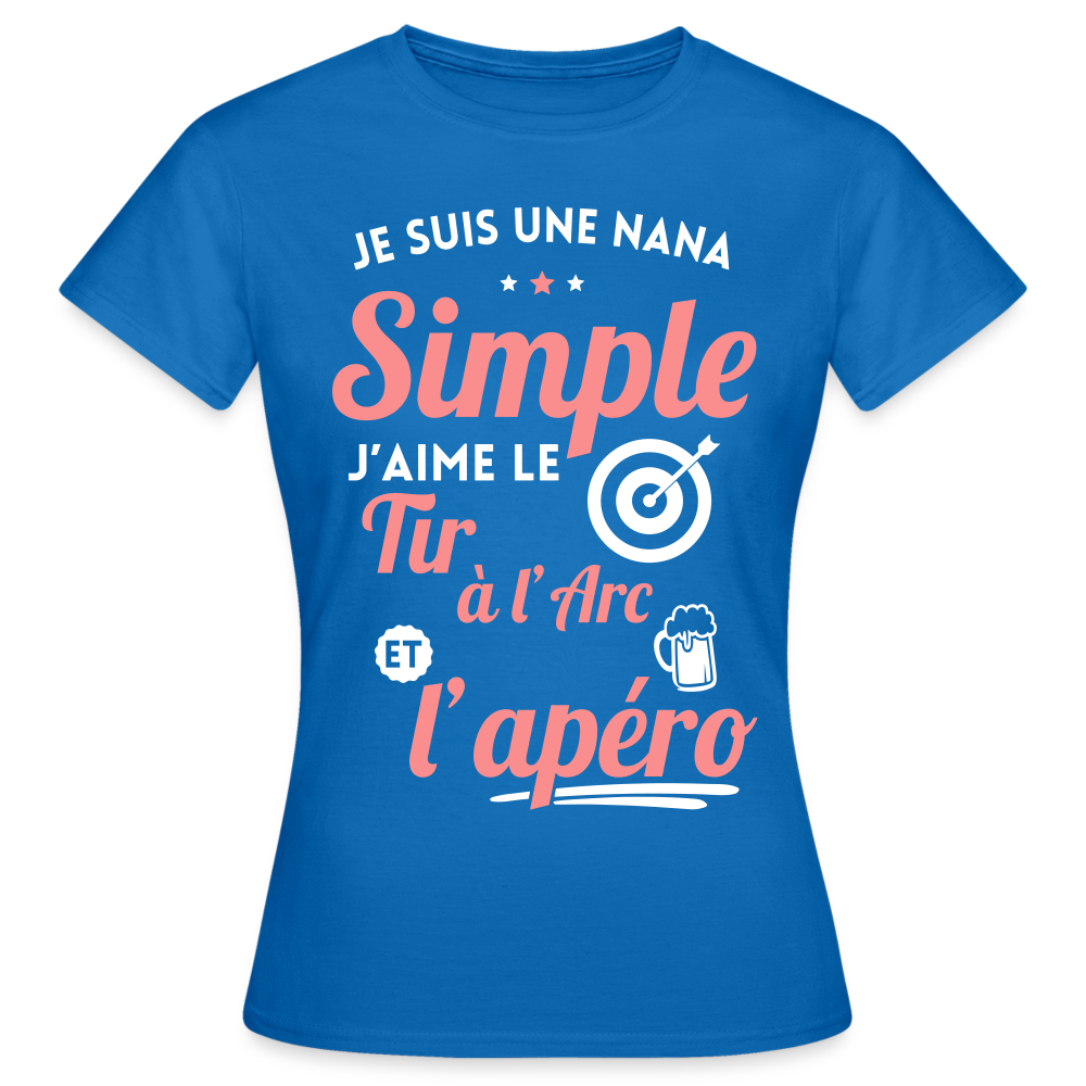 T-shirt Femme - J'aime le tir à l'arc et l'apéro - bleu royal