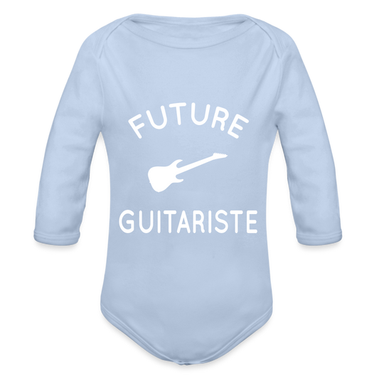 Body Bébé bio manches longues - Future guitariste - ciel