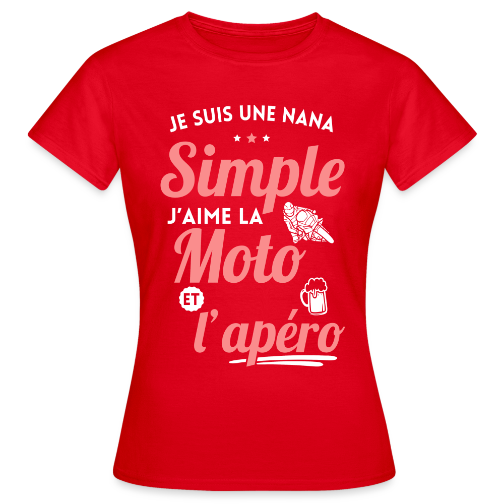 T-shirt Femme - J'aime la moto et l'apéro - rouge