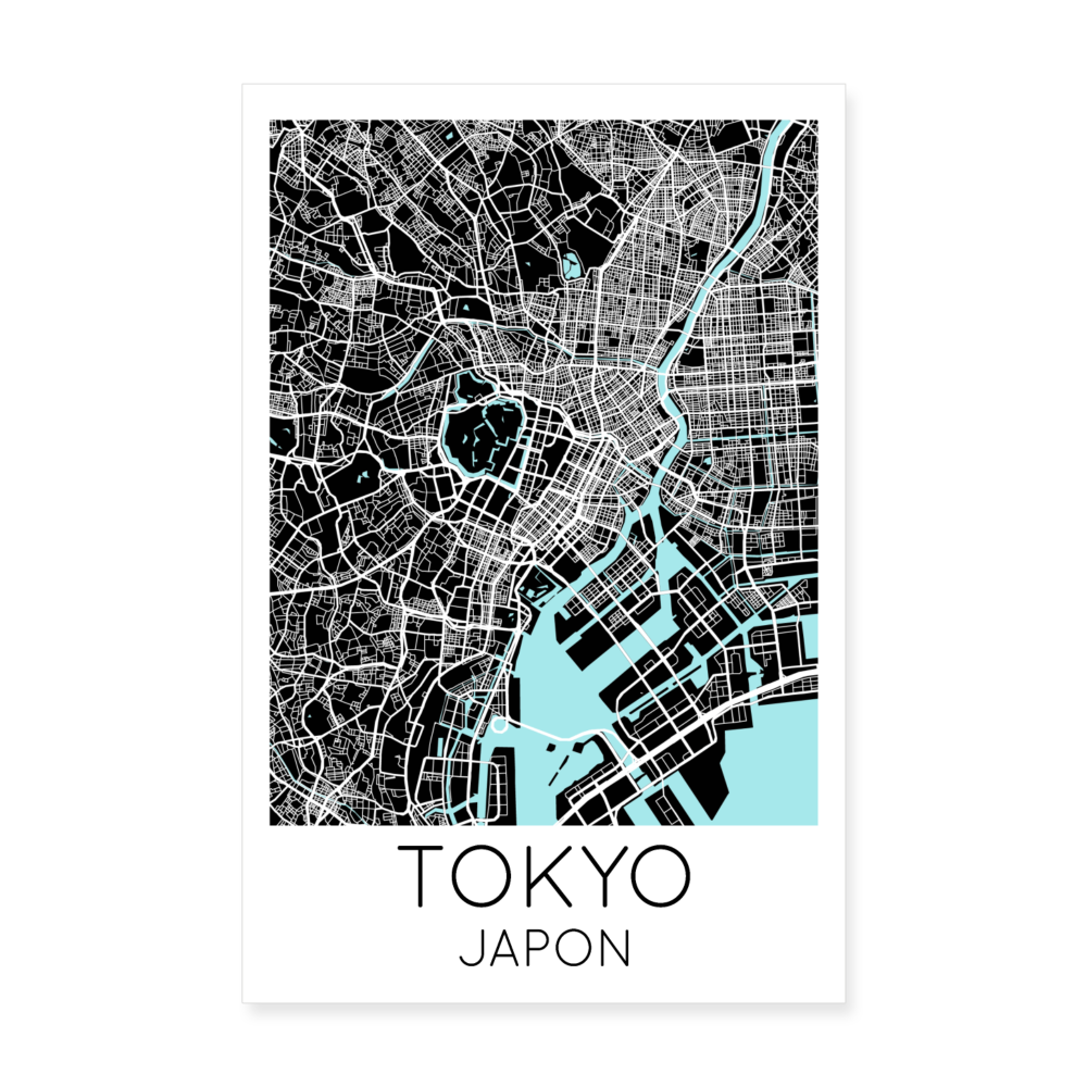 Poster Tokyo - Plan Tokyo - 20 x 30 cm - blanc