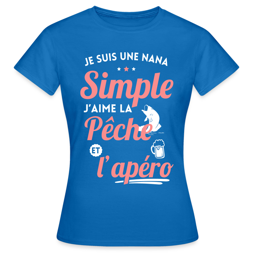 T-shirt Femme - J'aime la pêche et l'apéro - bleu royal