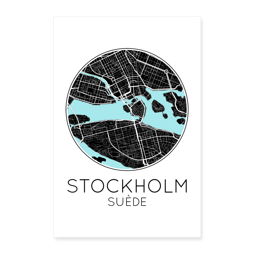 Poster Stockholm - Plan Stockholm - 40 x 60 cm - blanc