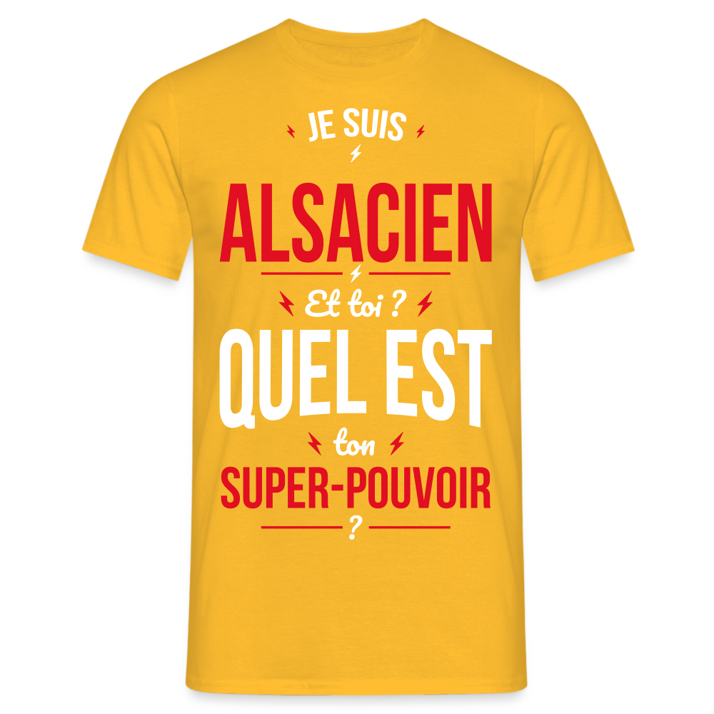 T-shirt Homme - Je suis Alsacien - Super-pouvoir - jaune