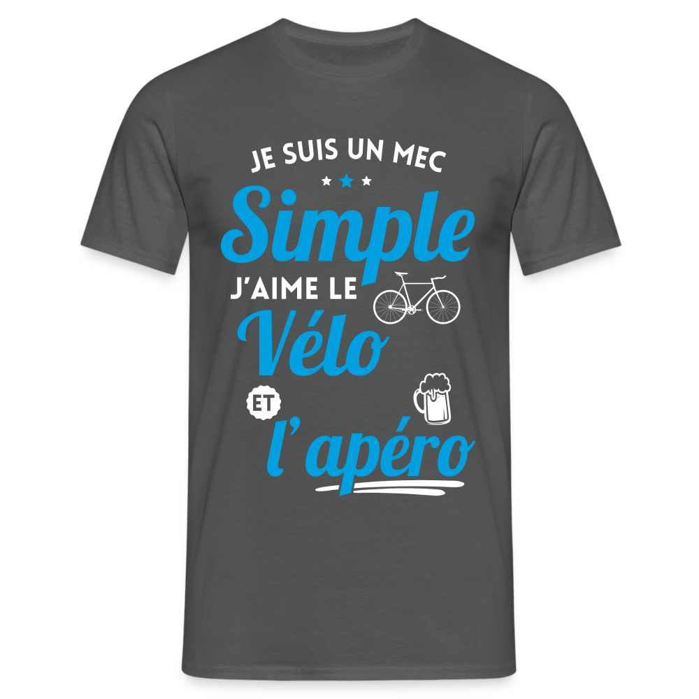 T-shirt Homme -  J'aime le vélo et l'apéro - charbon