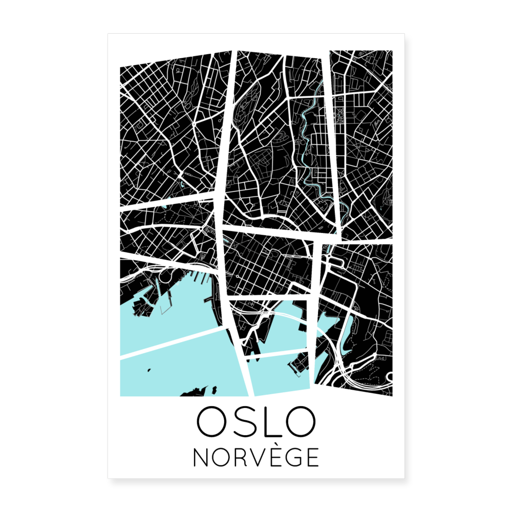 Poster Oslo - Plan Oslo - 60 x 90 cm - blanc