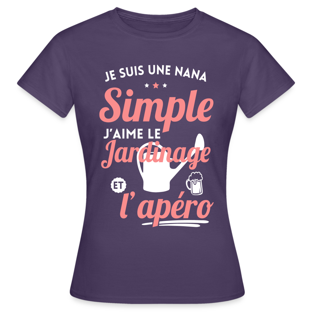 T-shirt Femme - J'aime le jardinage et l'apéro - violet foncé