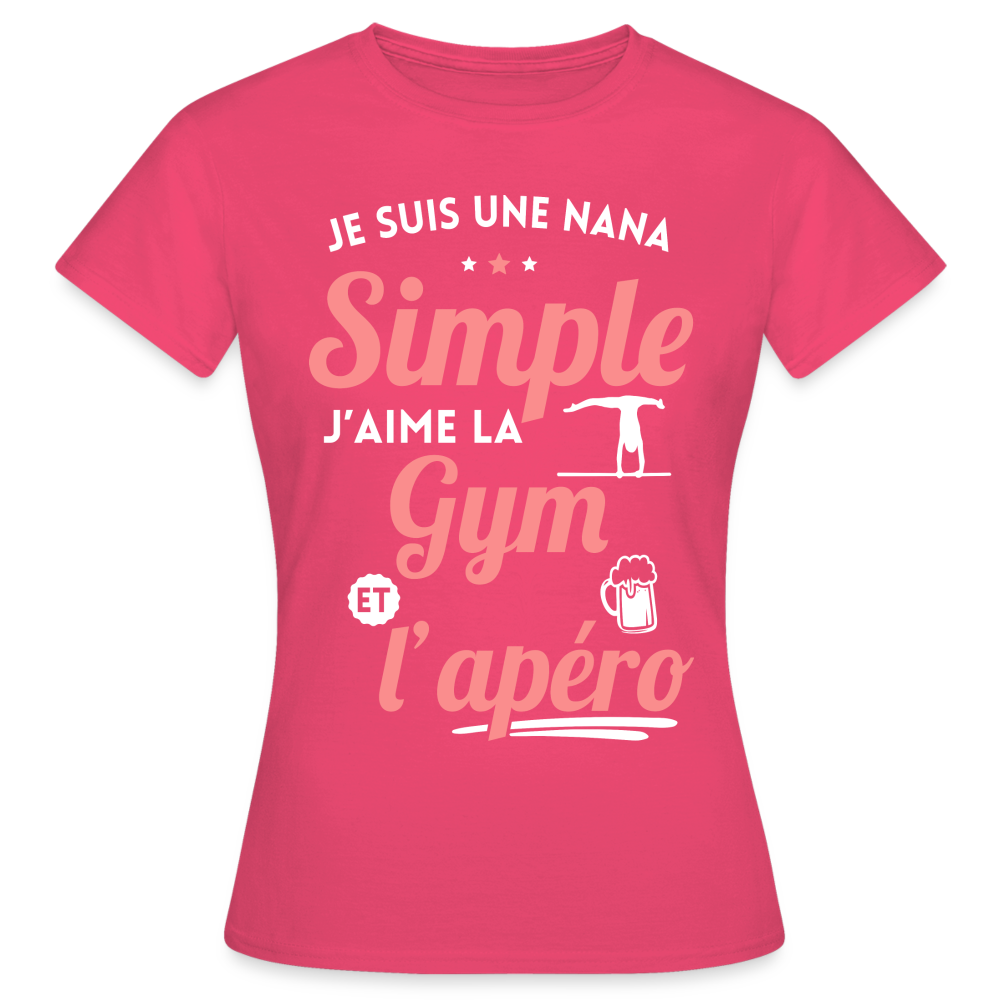 T-shirt Femme - J'aime la gym et l'apéro - rose azalée