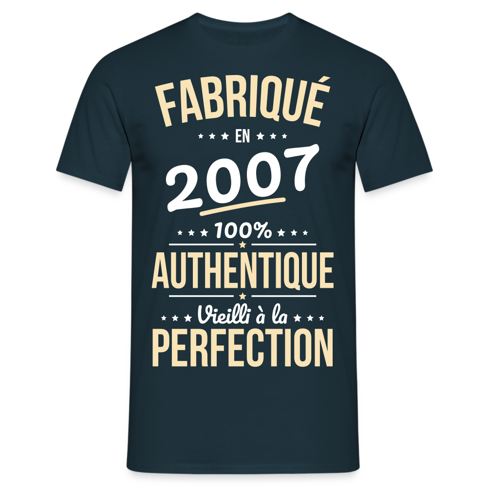 T-shirt Homme - Anniversaire 18 Ans - Fabriqué en 2007 - marine