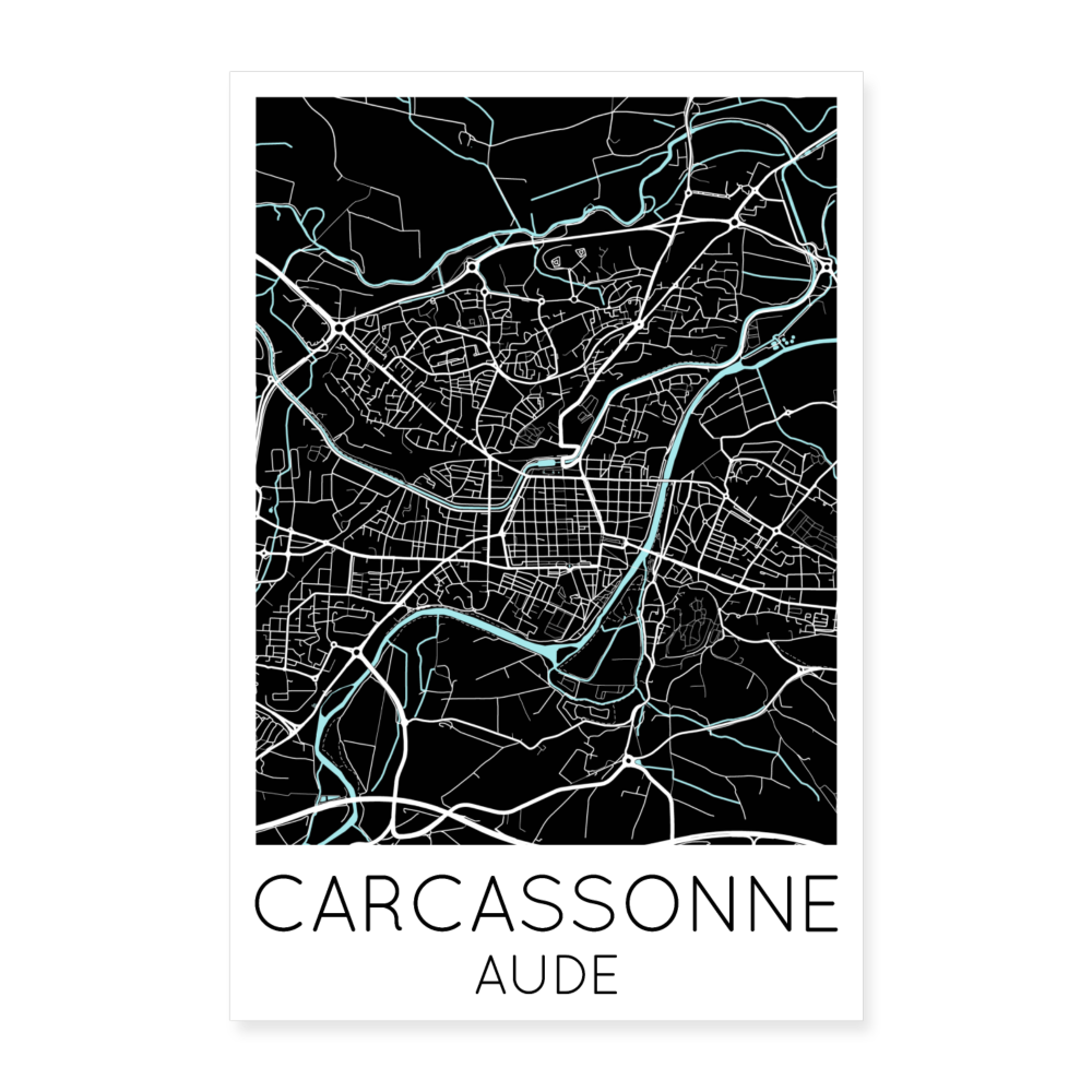 Poster Carcassonne - Plan Carcassonne - 40 x 60 cm - blanc