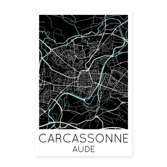 Poster Carcassonne - Plan Carcassonne - 40 x 60 cm - blanc