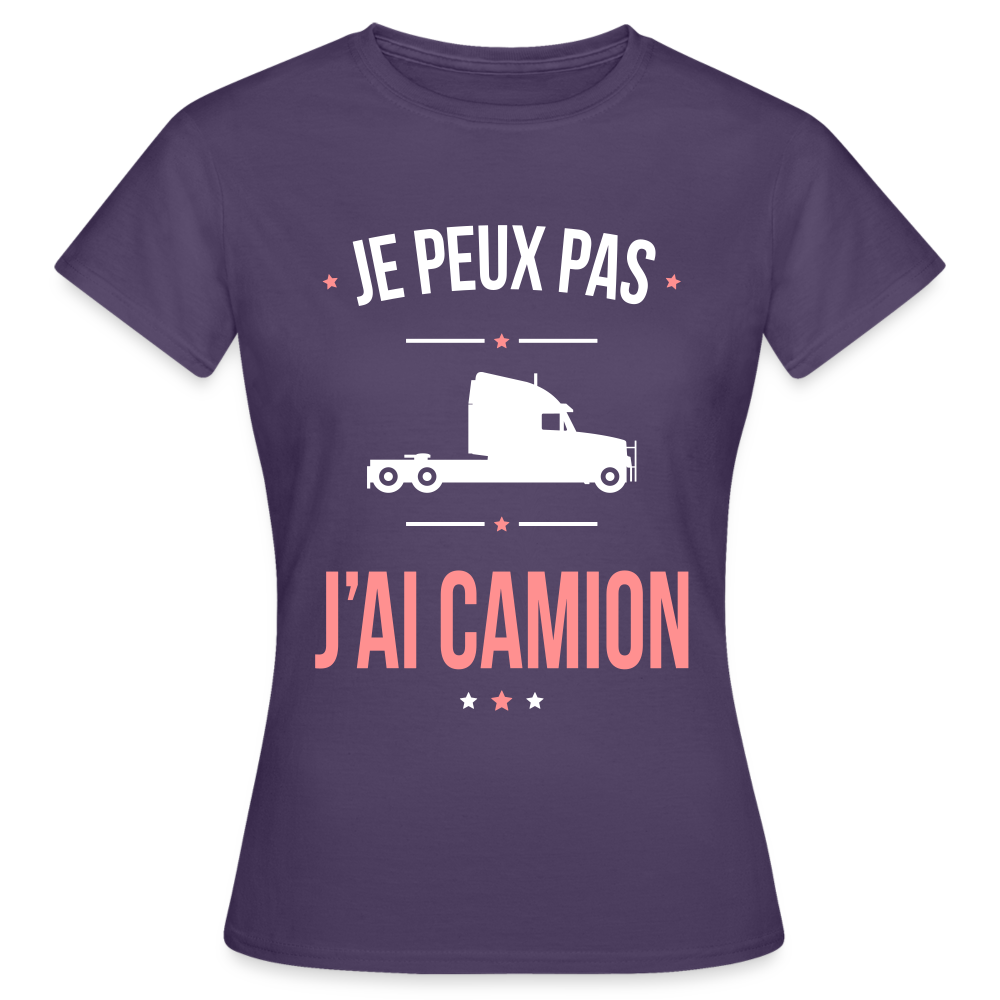 T-shirt Femme - Je peux pas j'ai Camion - violet foncé