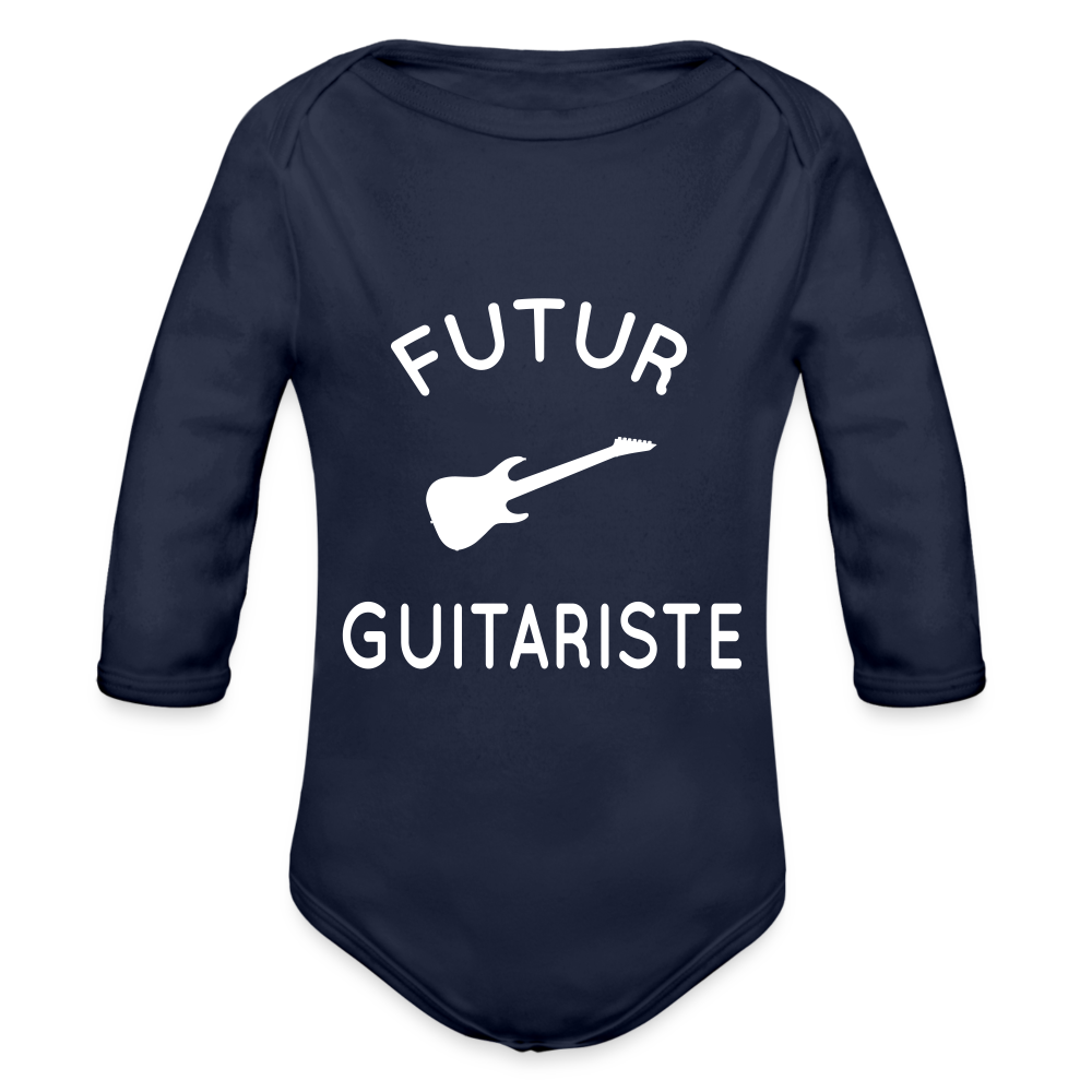 Body Bébé bio manches longues - Futur guitariste - marine foncé