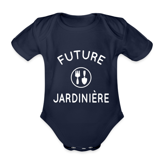 Body Bébé bio manches courtes - Future jardinière - marine foncé