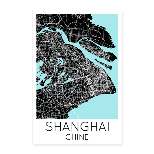 Poster Shanghai - Plan Shanghai - 60 x 90 cm - blanc