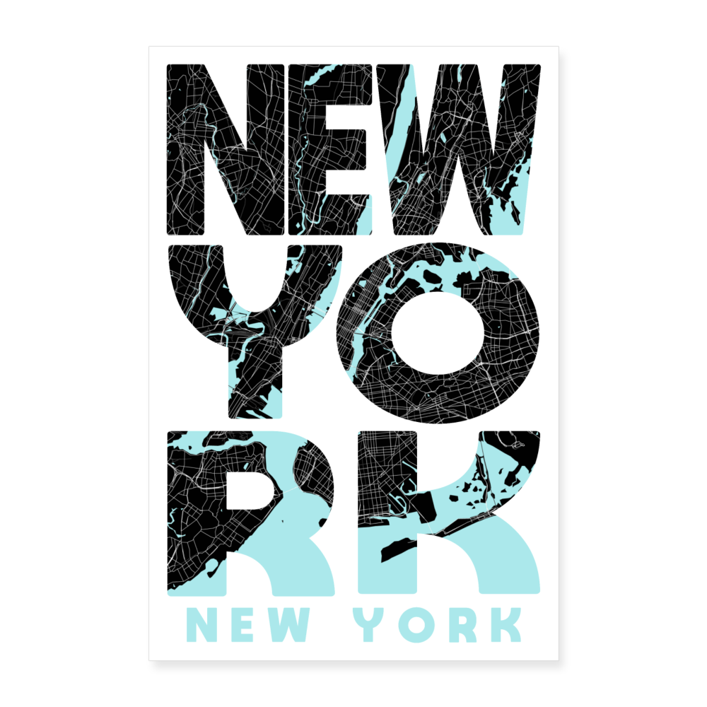 Poster New York - Plan New York - 60 x 90 cm - blanc