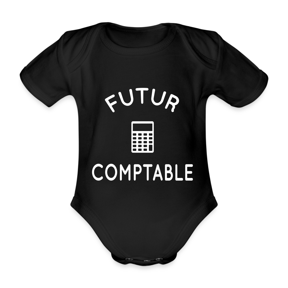 Body Bébé bio manches courtes - Futur comptable - noir