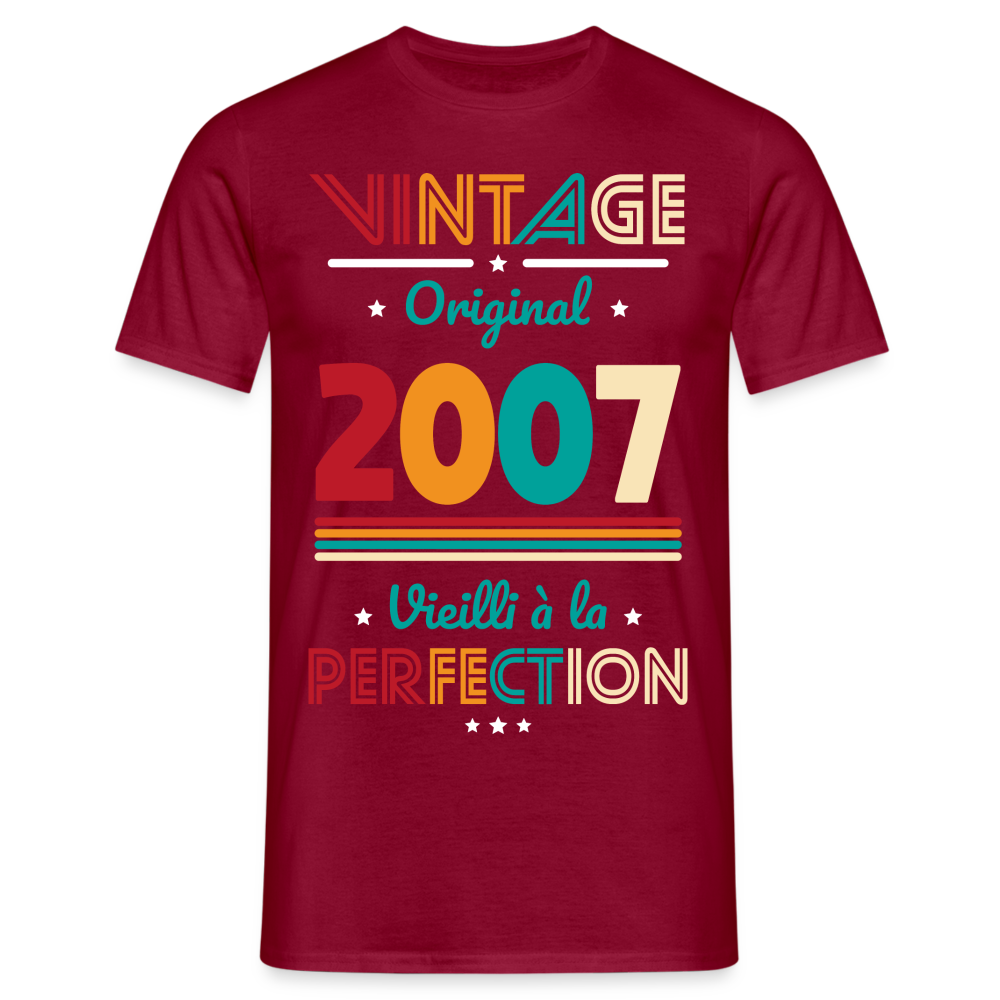 T-shirt Homme - Anniversaire 18 Ans - Vintage Original 2007 - rouge brique