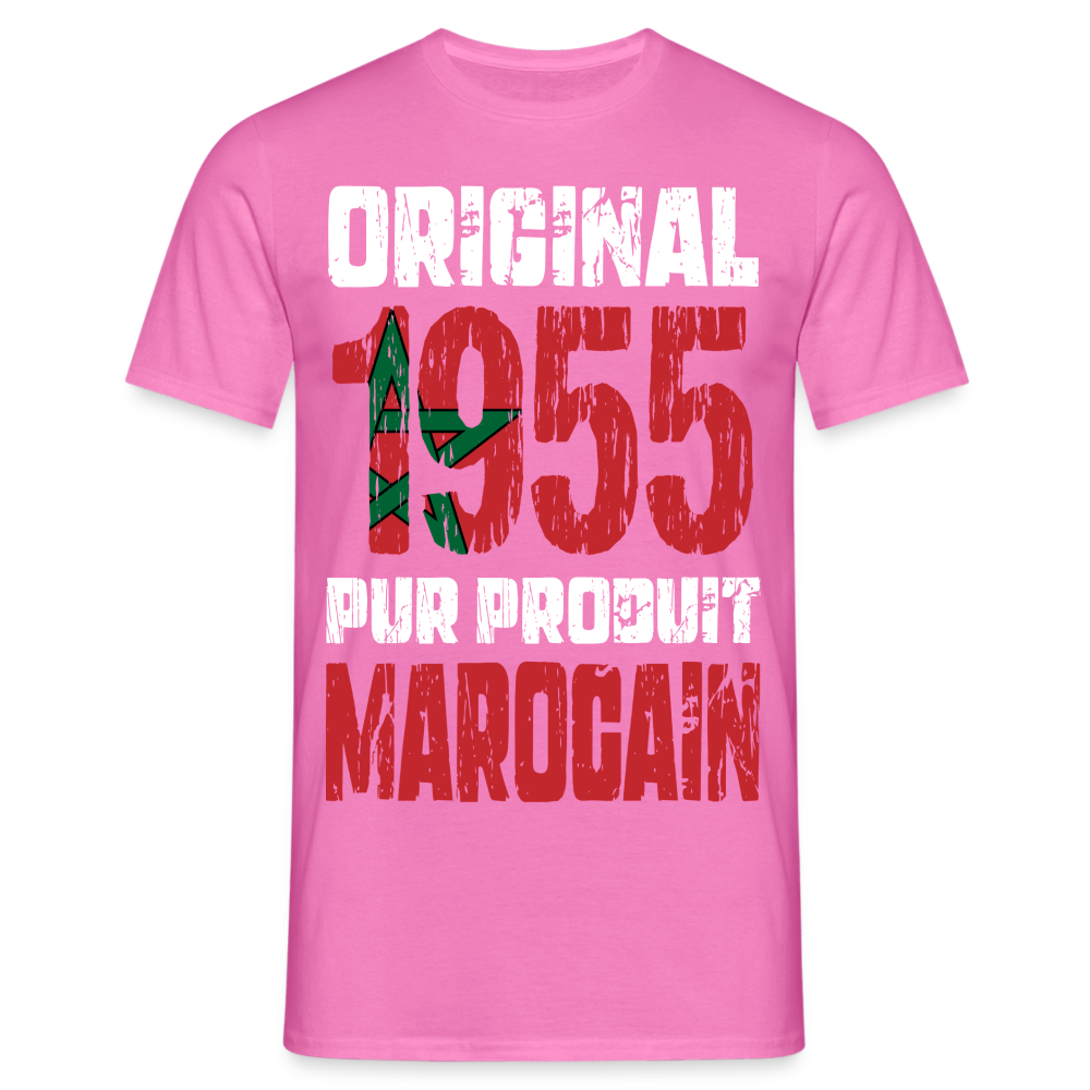 T-shirt Homme - Anniversaire 70 Ans - Original 1955 - Pur produit Marocain - rose