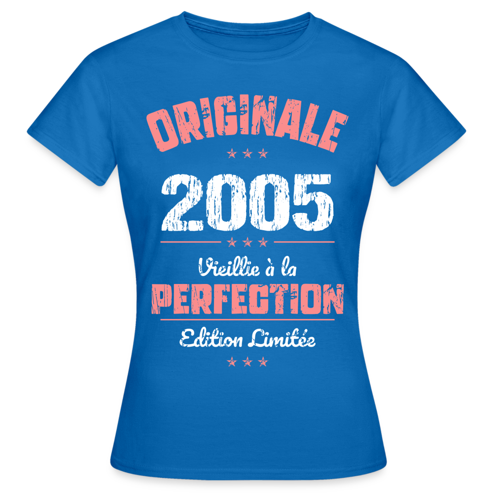 T-shirt Femme - Anniversaire 20 Ans - Originale 2005 - bleu royal