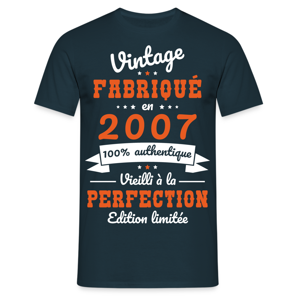 T-shirt Homme - Anniversaire 18 Ans - Vintage fabriqué en 2007 - marine