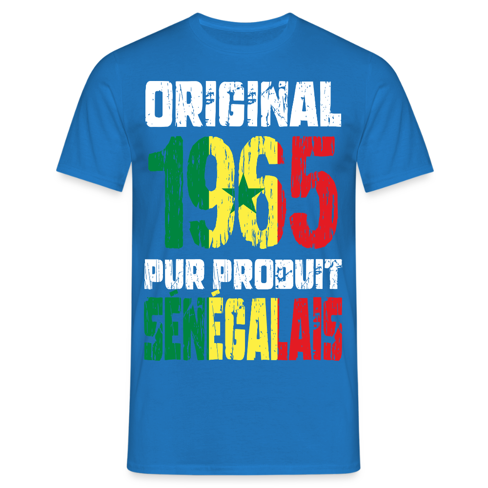 T-shirt Homme - Anniversaire 60 Ans - Original 1965 - Pur produit Sénégalais - bleu royal