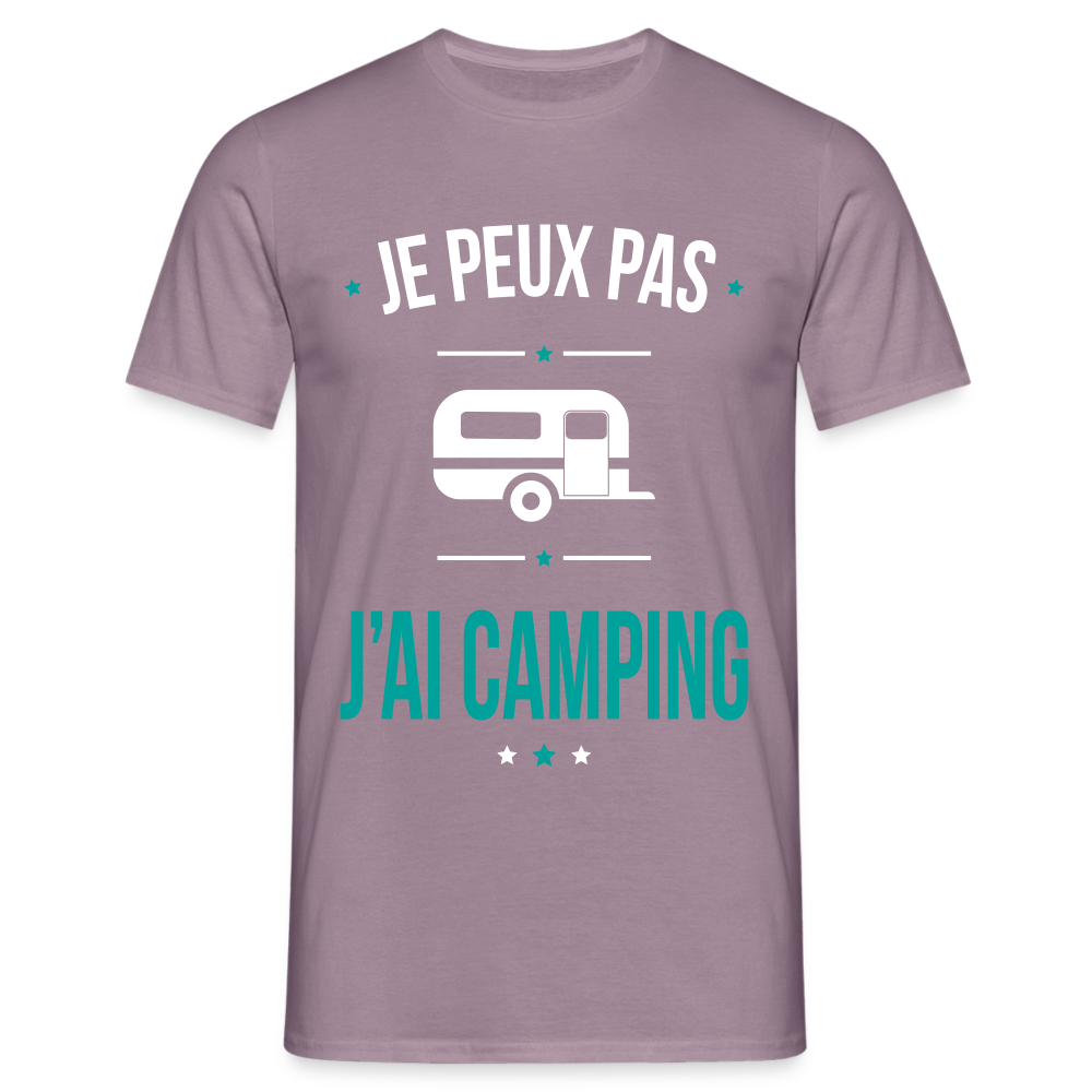 T-shirt Homme - Je peux pas j'ai Camping - mauve gris 