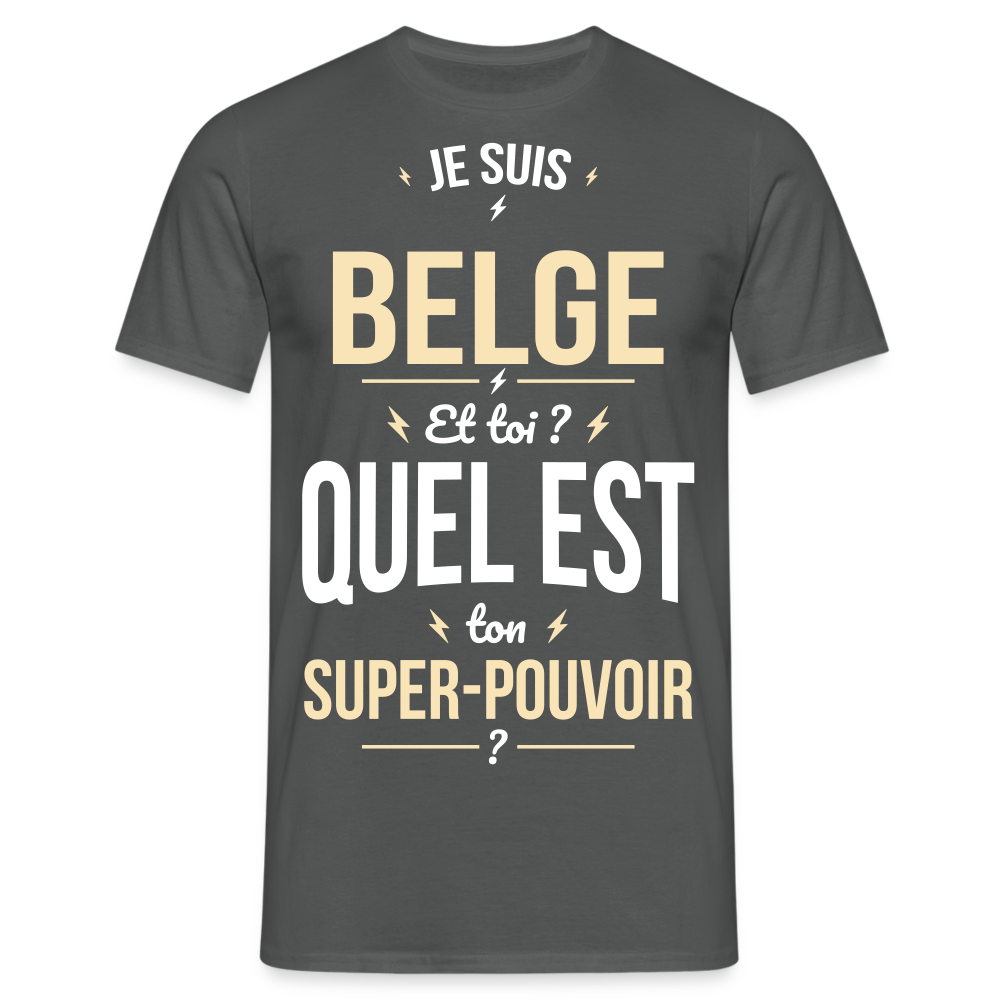 T-shirt Homme - Je suis Belge - Super-pouvoir - charbon