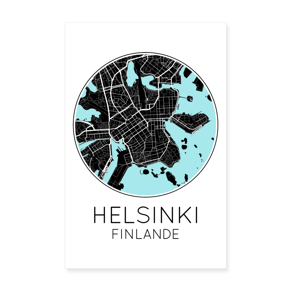 Poster Helsinki - Plan Helsinki - 20 x 30 cm - blanc