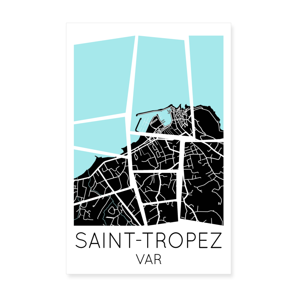 Poster Saint-Tropez - Plan Saint-Tropez - 20 x 30 cm - blanc