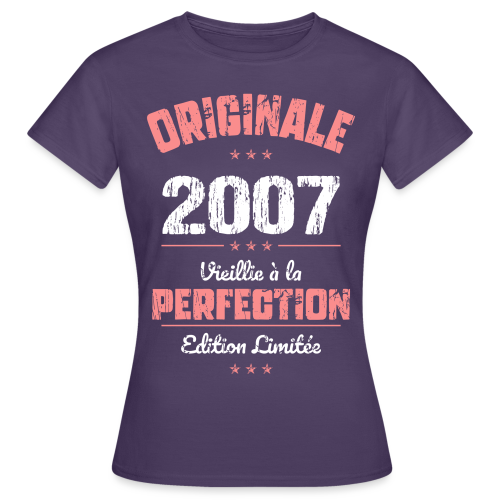 T-shirt Femme - Anniversaire 18 Ans - Originale 2007 - violet foncé