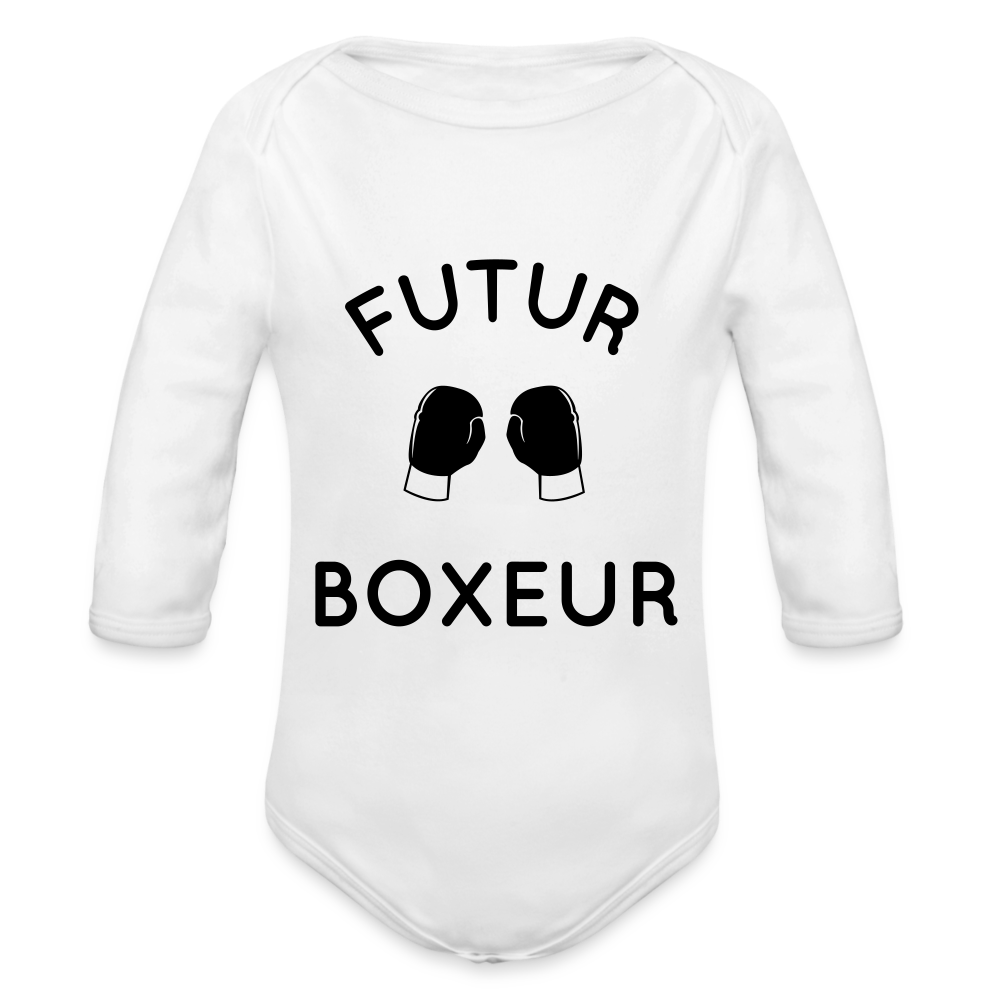 Body Bébé bio manches longues - Futur boxeur - blanc