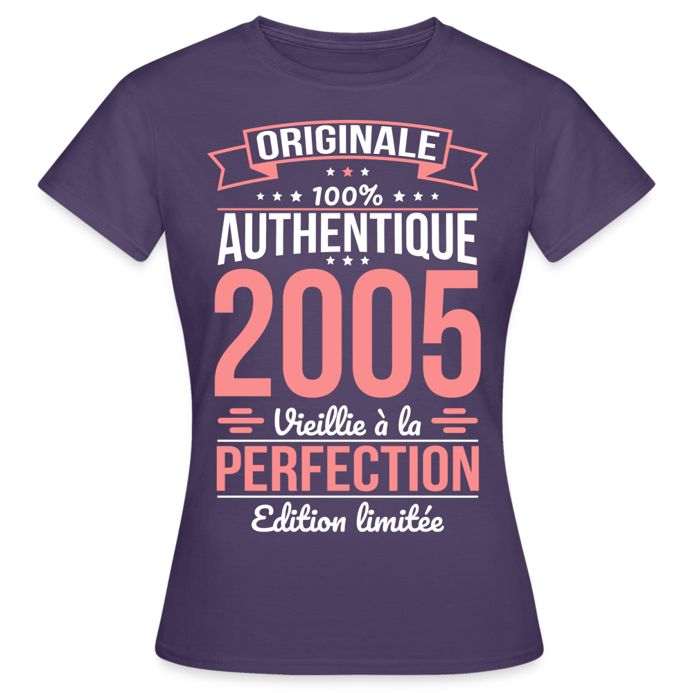 T-shirt Femme - Anniversaire 20 Ans - Originale 2005 - violet foncé