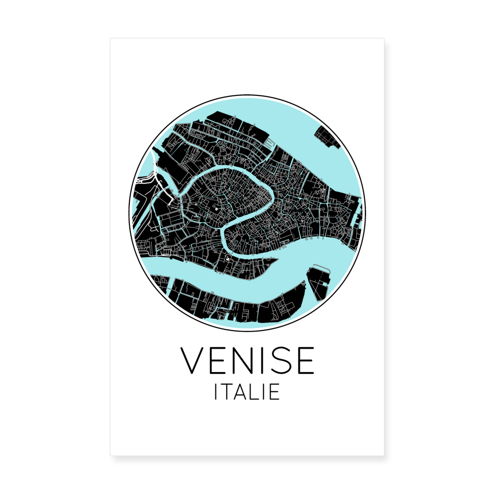 Poster Venise - Plan Venise - 20 x 30 cm - blanc