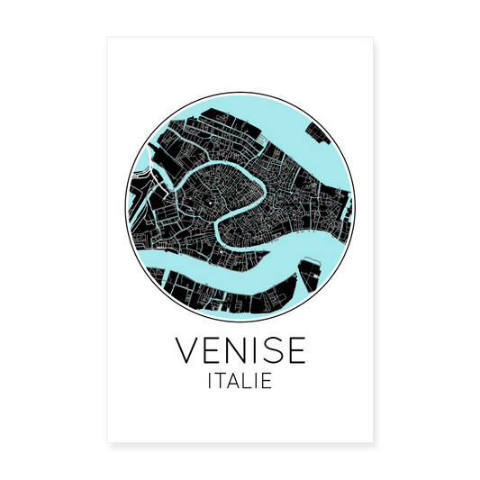 Poster Venise - Plan Venise - 20 x 30 cm - blanc