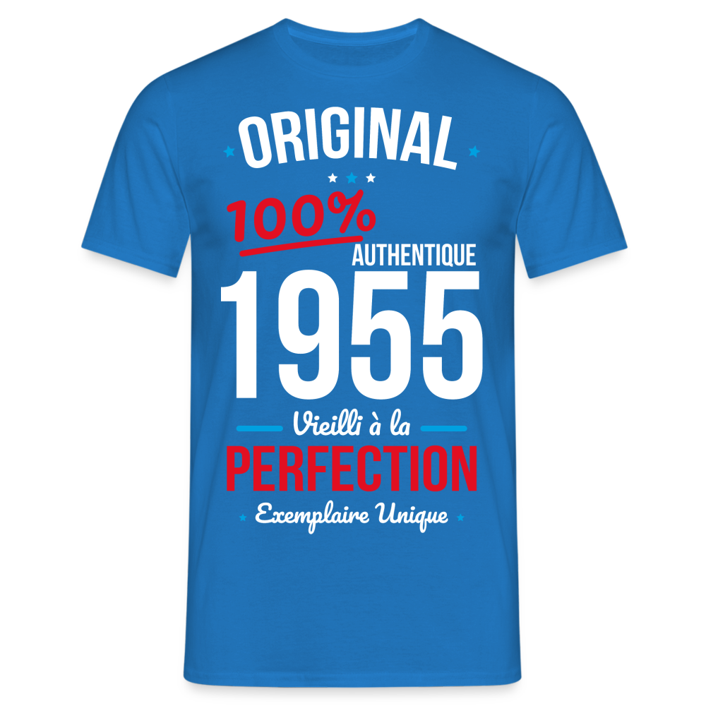 T-shirt Homme - Anniversaire 70 Ans - Original 1955 - bleu royal