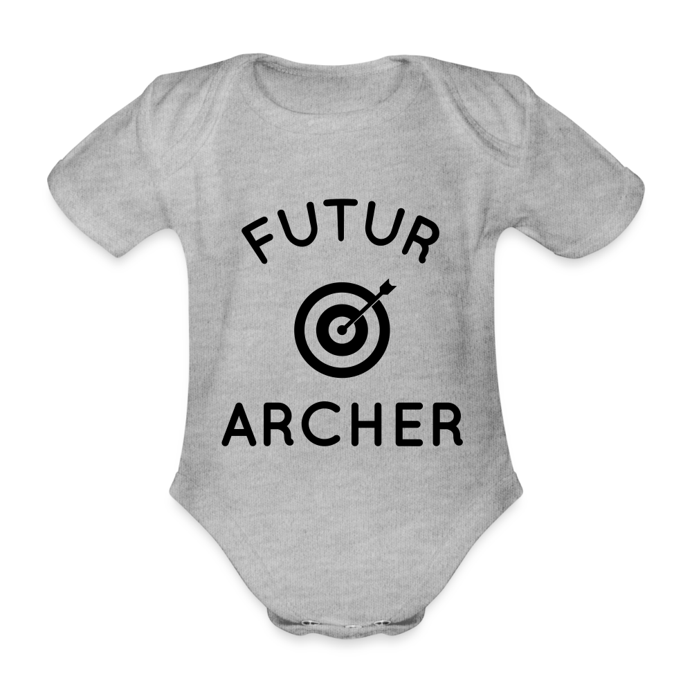 Body Bébé bio manches courtes - Futur archer - gris chiné